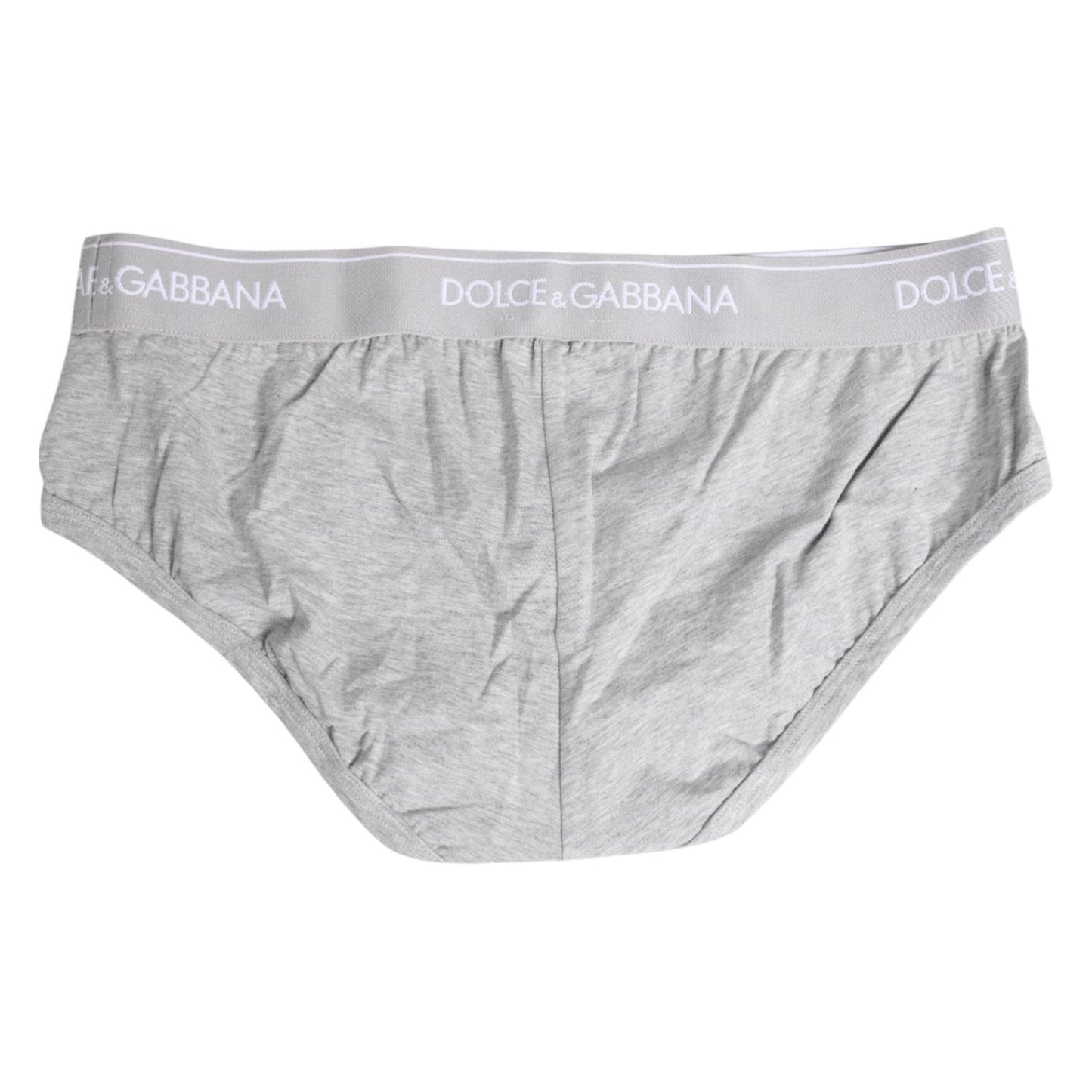 Dolce & Gabbana Gray Cotton Stretch Regular Brief Underwear