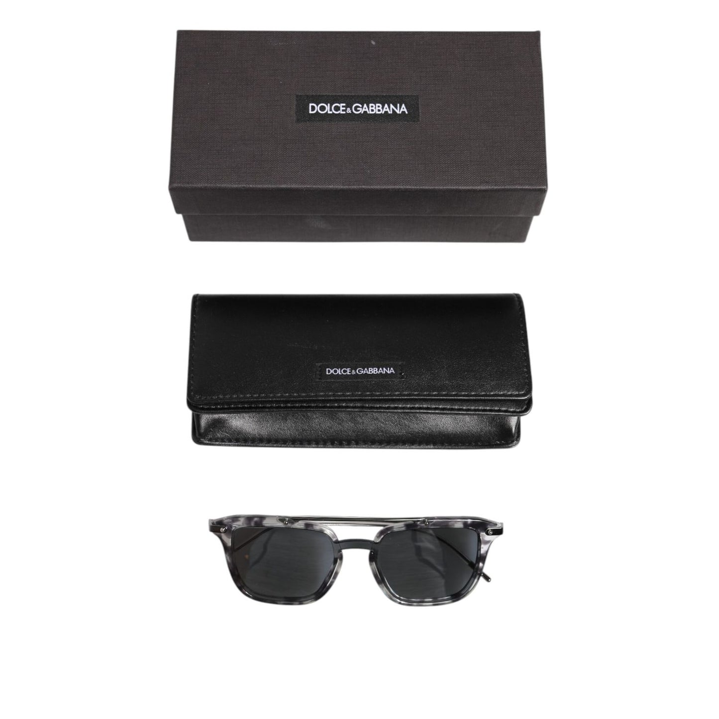 Dolce & Gabbana Gray Havana Acetate Square DG4327 Eyewear Sunglasses