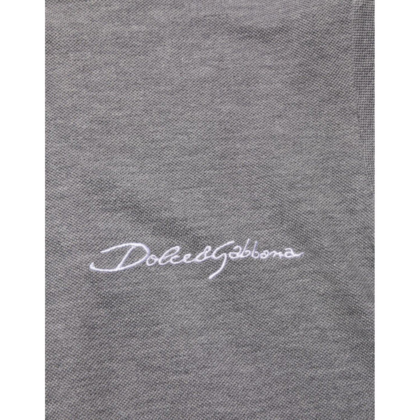 Dolce & Gabbana Gray Logo Embroidery Collared Polo T-shirt