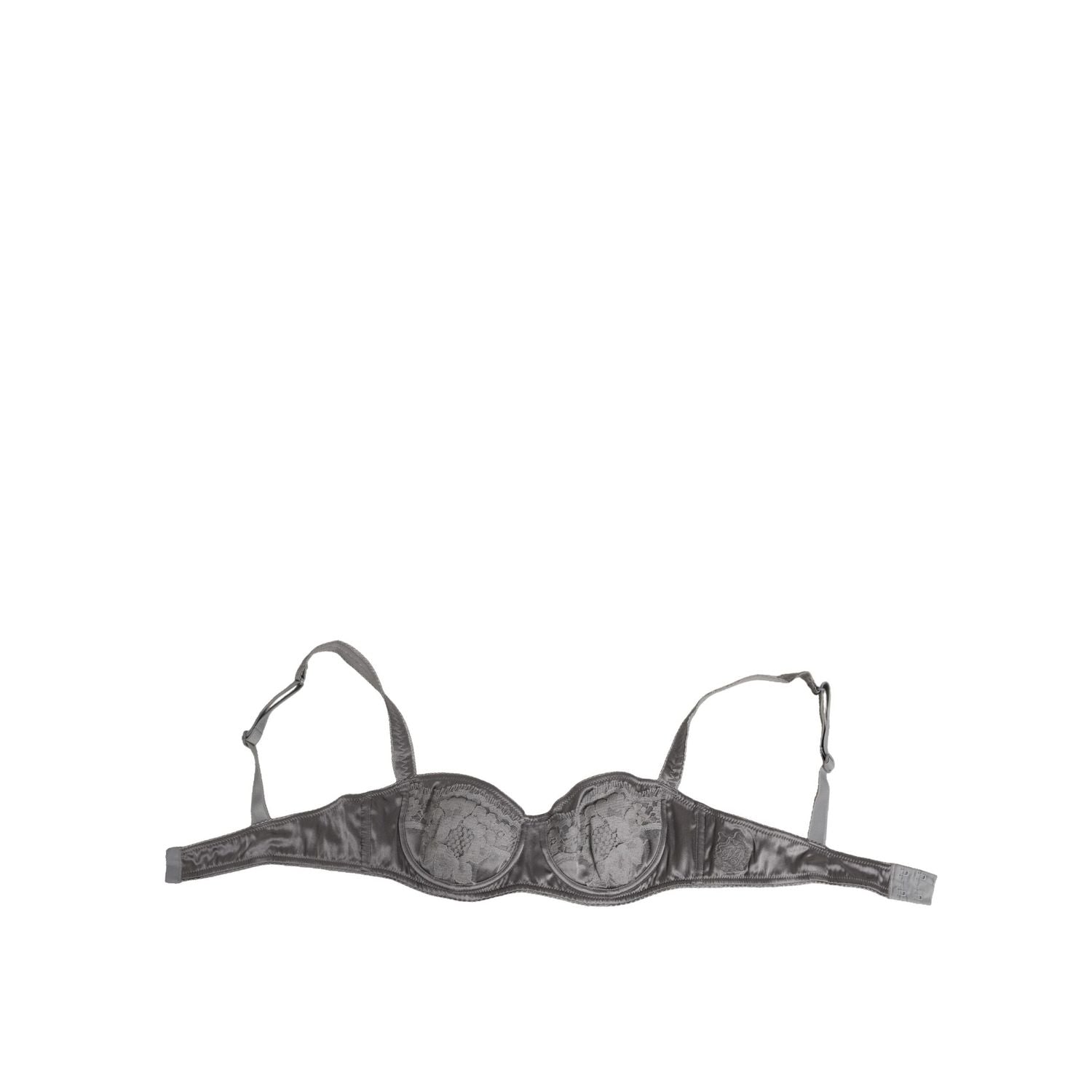 Dolce & Gabbana Gray Silk Underwired Balconette Bra Underwear