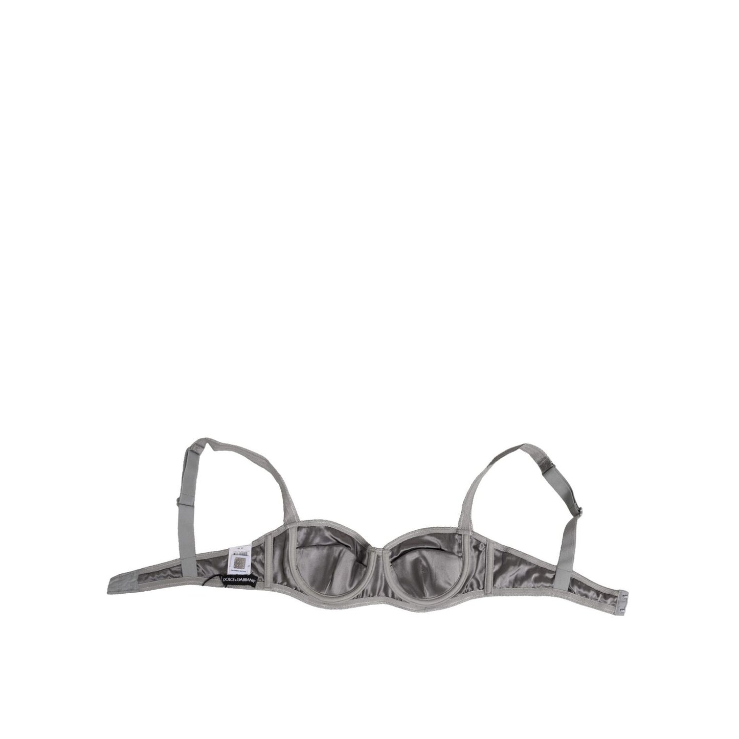 Dolce & Gabbana Gray Silk Underwired Balconette Bra Underwear