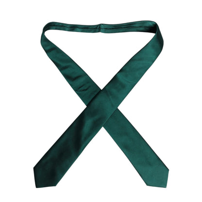 Dolce & Gabbana Green Solid Cotton Adjustable Necktie Tie