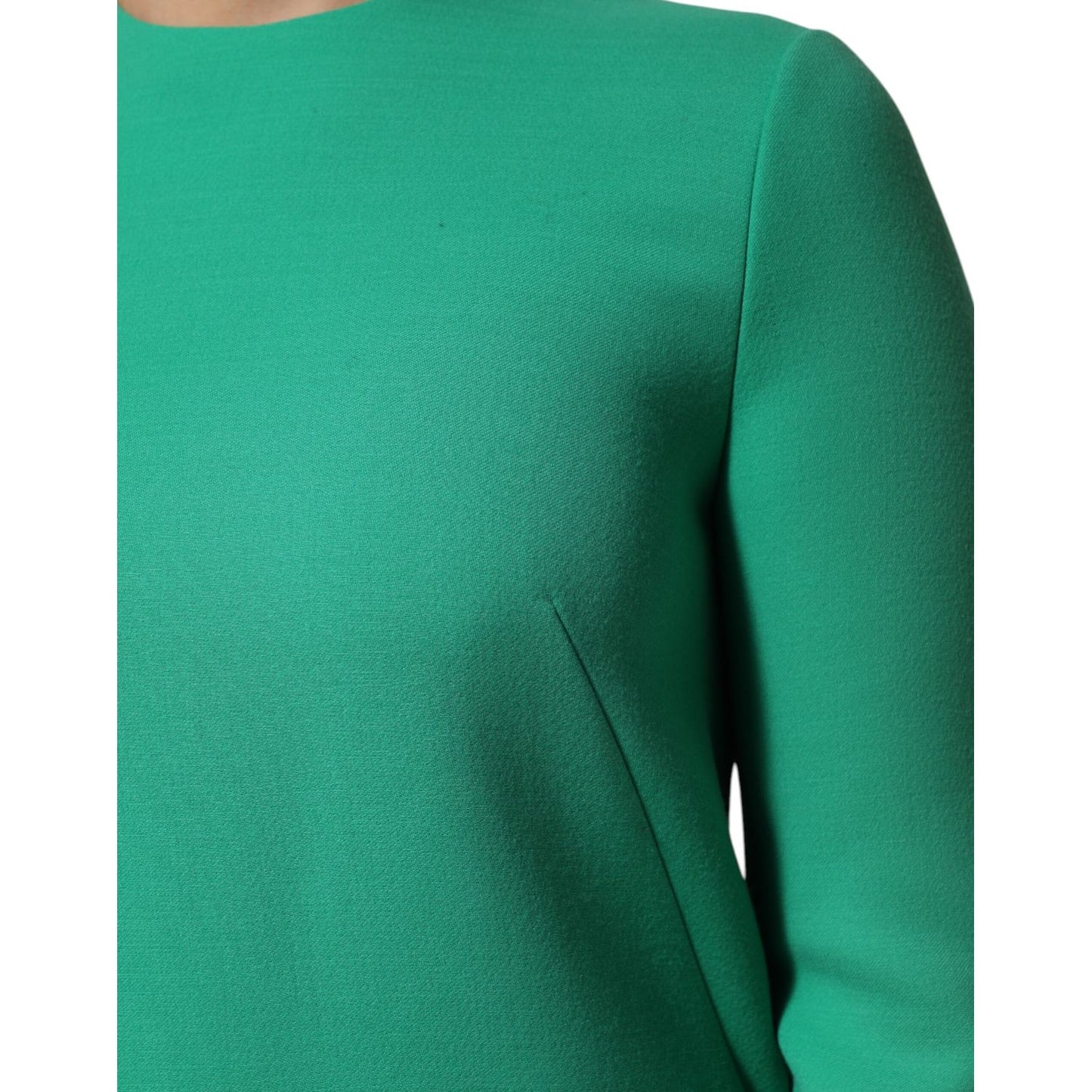 Dolce & Gabbana Green Viscose Acetate Mini Long Sleeve Dress