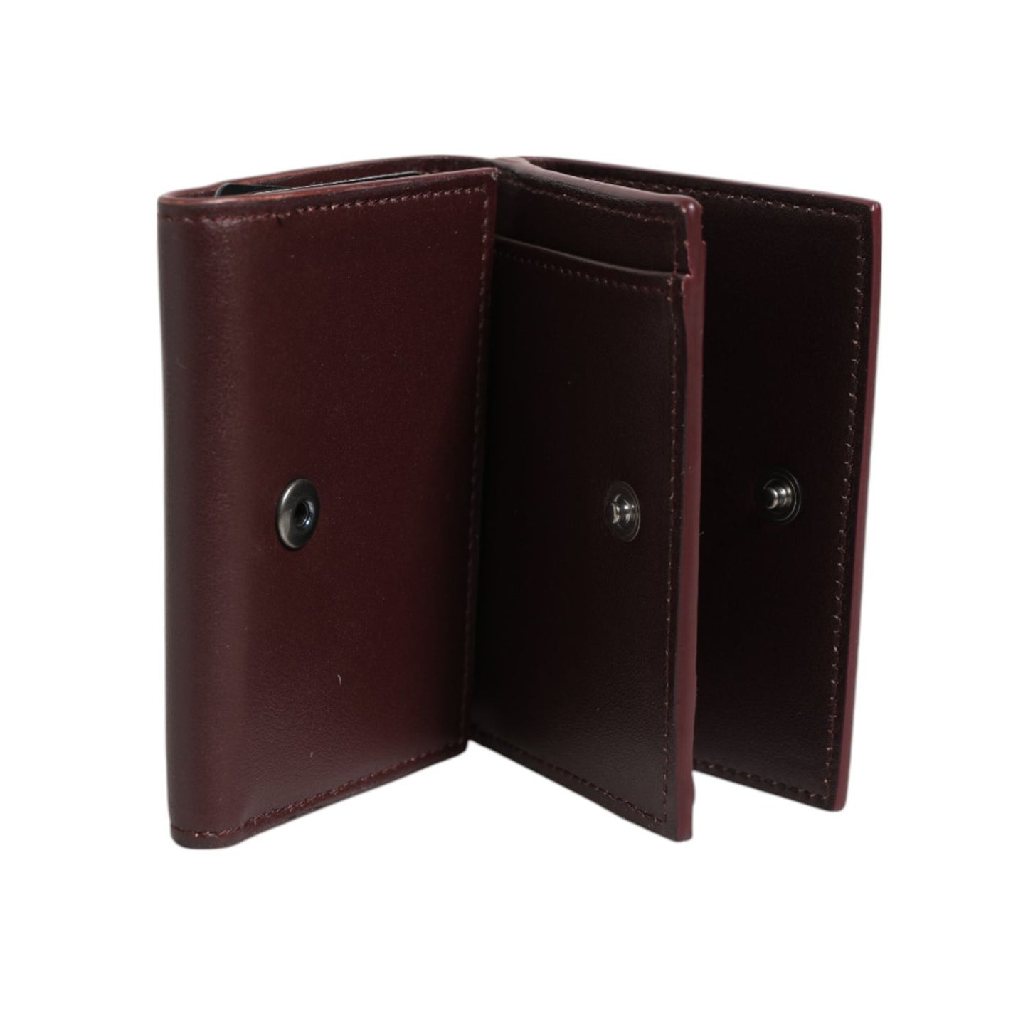 Dolce & Gabbana Leather Embossed Logo Trifold Men Card Holder Dark Brown