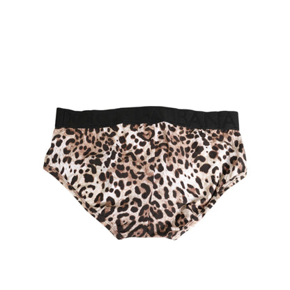 Dolce & Gabbana Leopard Print Black Waistband Cotton Underwear