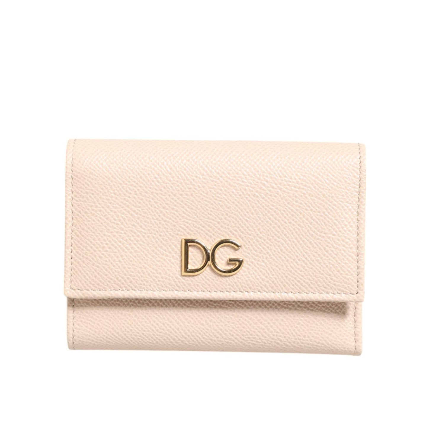 Dolce & Gabbana Light Pink Calf Leather DG Logo French Flap Wallet