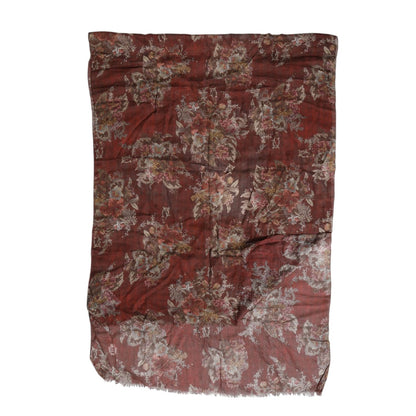 Dolce & Gabbana Maroon Floral Neck Warmer Foulard Scarf