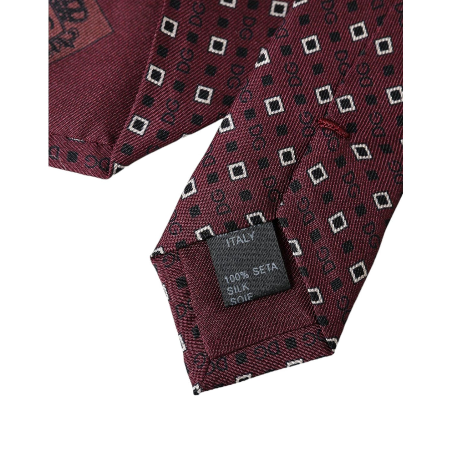 Dolce & Gabbana Maroon Silk Branded Logo Adjustable Men Tie