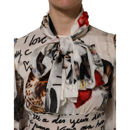 Dolce & Gabbana Multicolor Animal Print Silk Ascot Maxi Dress