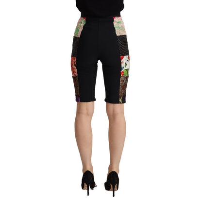Dolce & Gabbana Multicolor Patchwork High Waist Cropped Pants