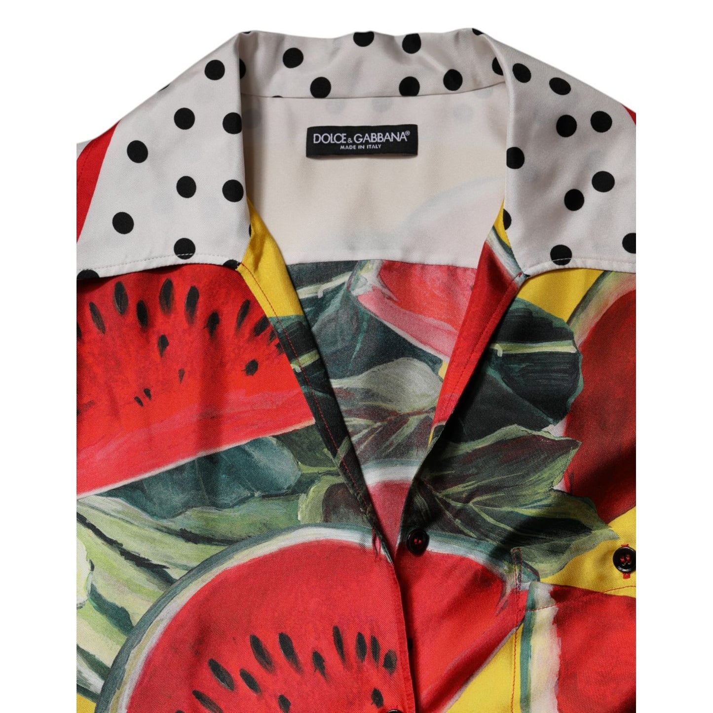 Dolce & Gabbana Multicolor Watermelon Collared Shirt Top