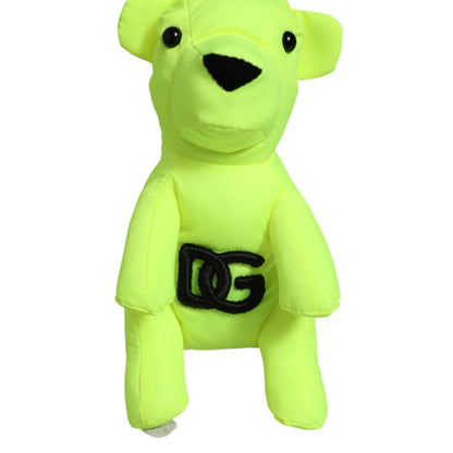 Dolce & Gabbana Neon Green Bear Embroidered Logo Men Keychain Clasp Keyring