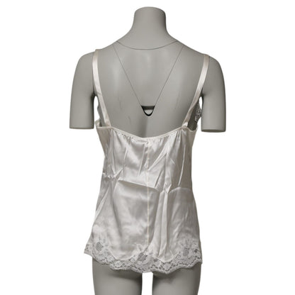 Dolce & Gabbana Off White Floral Lace Tank Lingerie Top Underwear