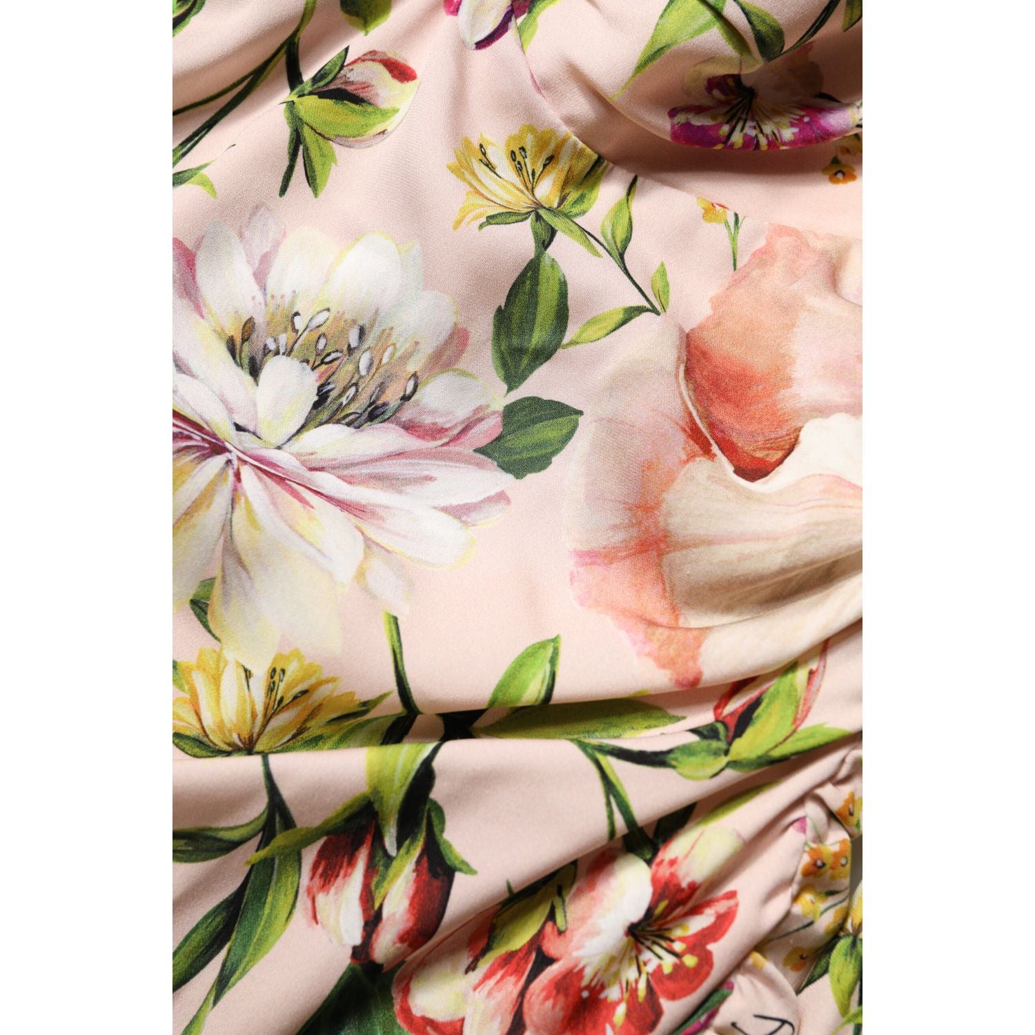 Dolce & Gabbana Pink Floral Silk Fit And Flared Midi Dress