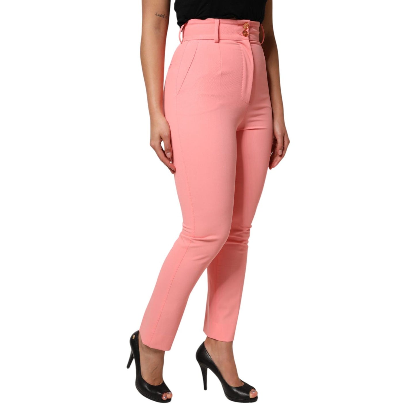 Dolce & Gabbana Pink High Waist Dress Tapered Trouser Pants
