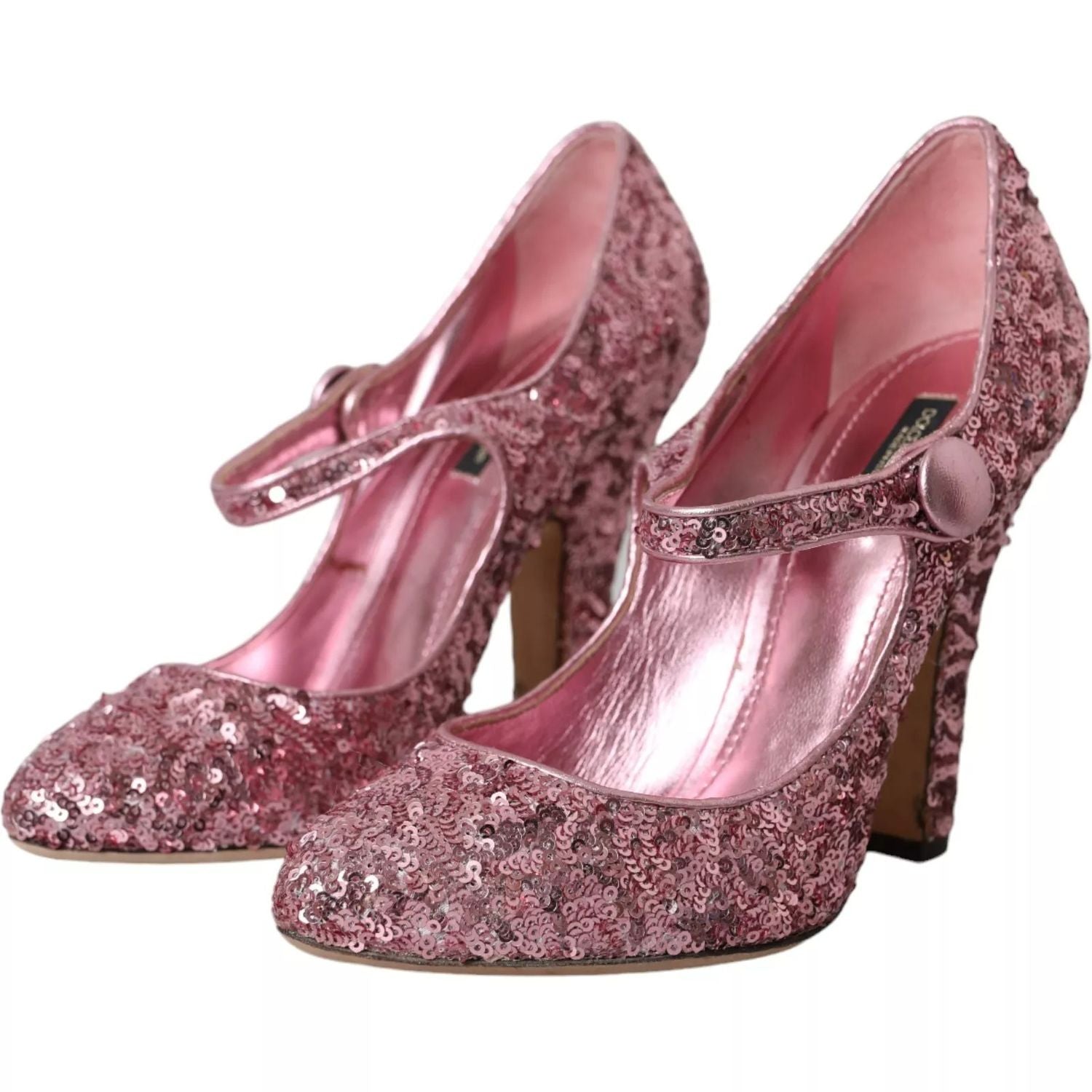 Dolce & Gabbana Pink Sequin Mary Jane Pumps High Heels Shoes