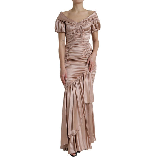 Dolce & Gabbana Pink Silk Stretch Sheath Mermaid Gown Dress