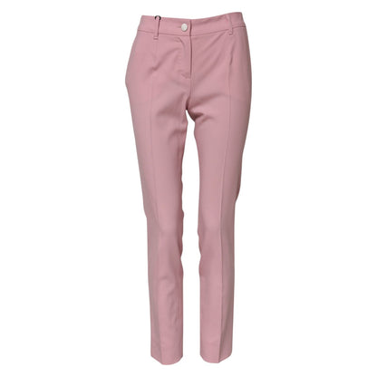 Dolce & Gabbana Pink Wool High Waist Tapered Pants