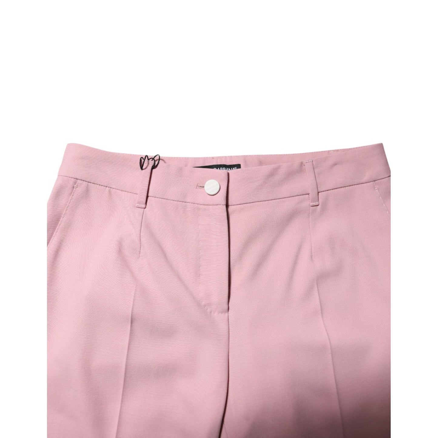 Dolce & Gabbana Pink Wool Mid Waist Tapered Pants