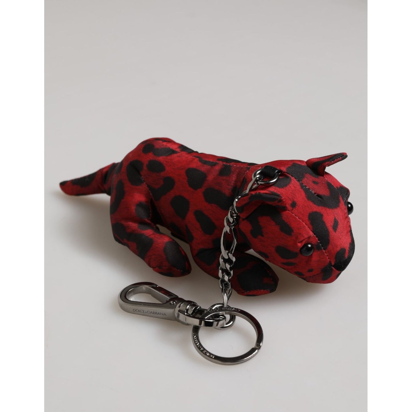 Dolce & Gabbana Red Black Polyester Animal Silhouette Bag Keychain Keyring