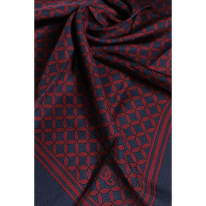 Dolce & Gabbana Red Blue Printed Silk Square Men Foulard Scarf