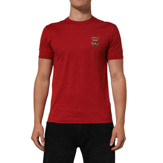 Dolce & Gabbana Red Crown Bee Cotton Short Sleeve T-shirt