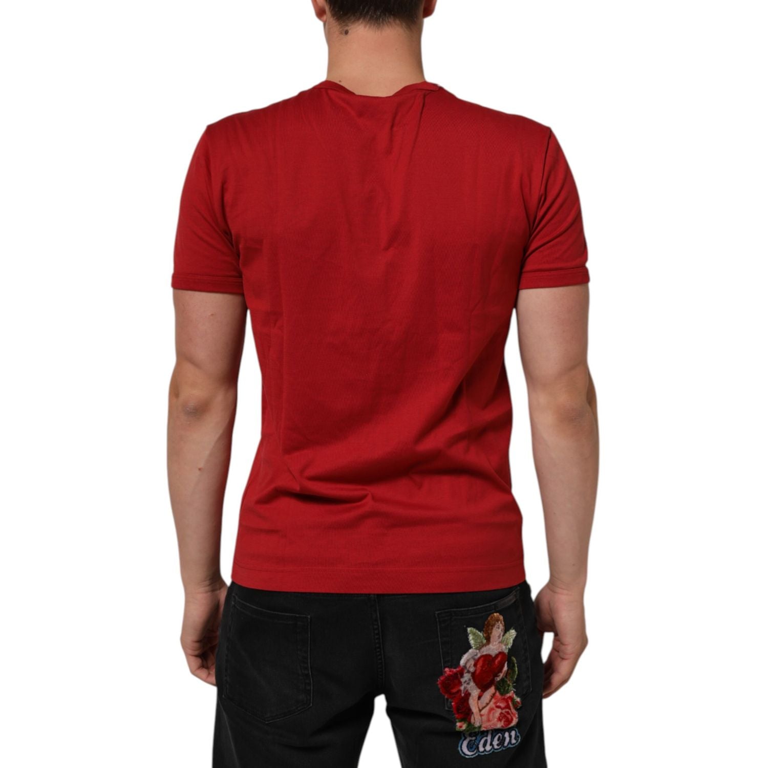 Dolce & Gabbana Red Crown Bee Cotton Short Sleeve T-shirt