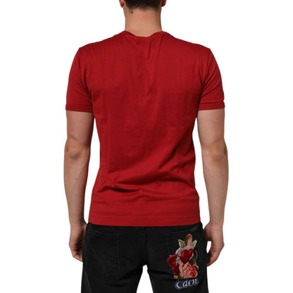 Dolce & Gabbana Red Crown Bee Cotton Short Sleeve T-shirt