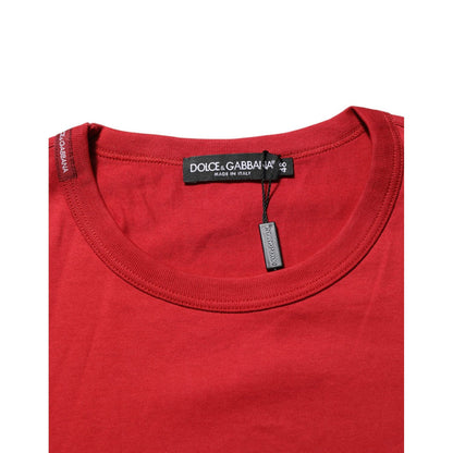 Dolce & Gabbana Red Crown Bee Cotton Short Sleeve T-shirt