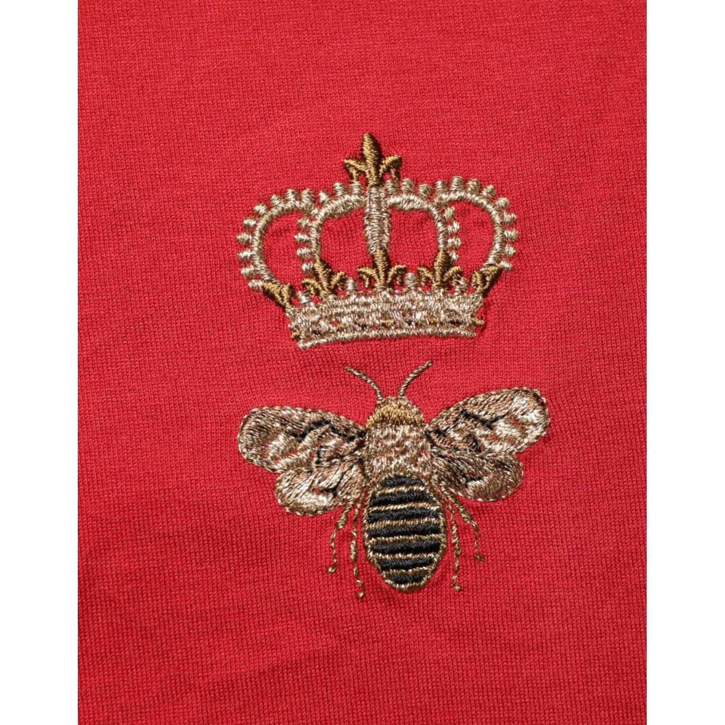 Dolce & Gabbana Red Crown Bee Cotton Short Sleeve T-shirt