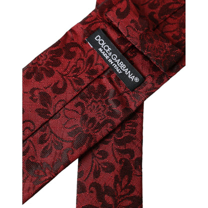 Dolce & Gabbana Red Floral Brocade Silk Adjustable Men Tie