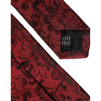 Dolce & Gabbana Red Floral Brocade Silk Adjustable Men Tie