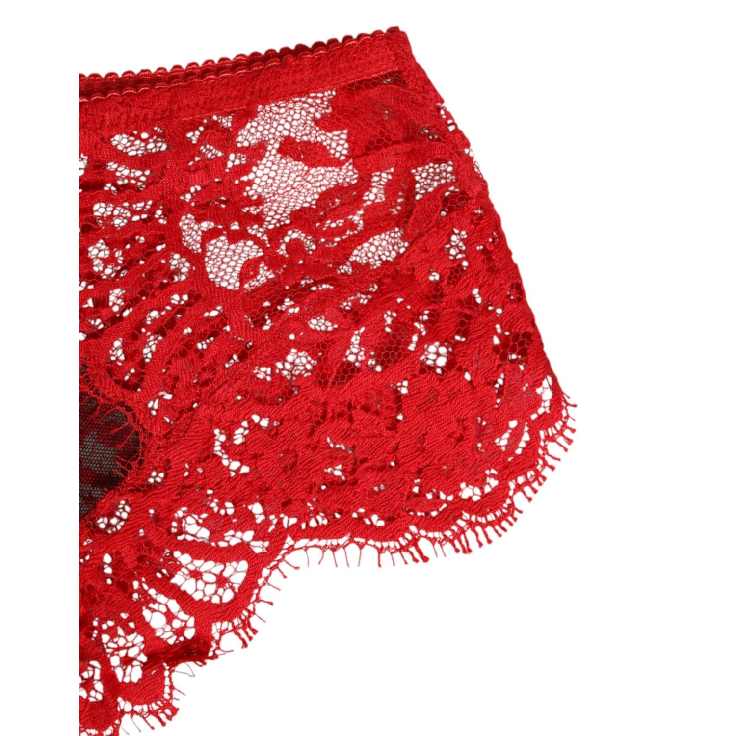 Dolce & Gabbana Red Floral Lace Sheer Briefs Women Underwear