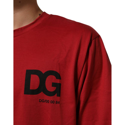 Dolce & Gabbana Red Logo Print Cotton Short Sleeve T-shirt