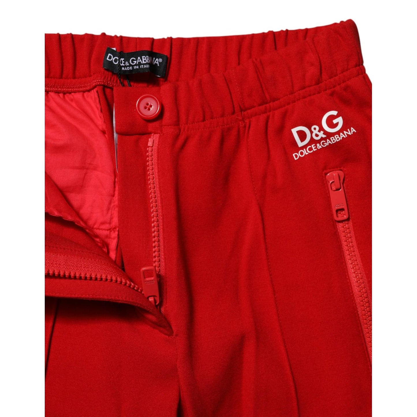 Dolce & Gabbana Red Mid Waist Slim Fit Pants