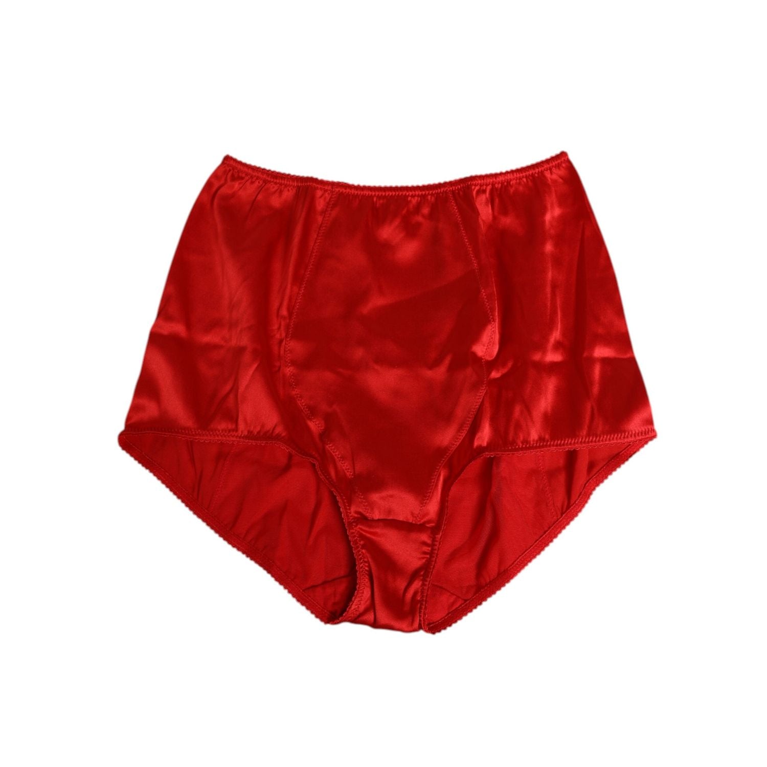 Dolce & Gabbana Red Silk Satin High-Waist Briefs Women Underwear