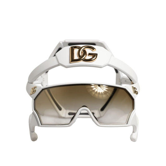 Dolce & Gabbana White Acetate Next Generation Mask Eyewear Sunglasses