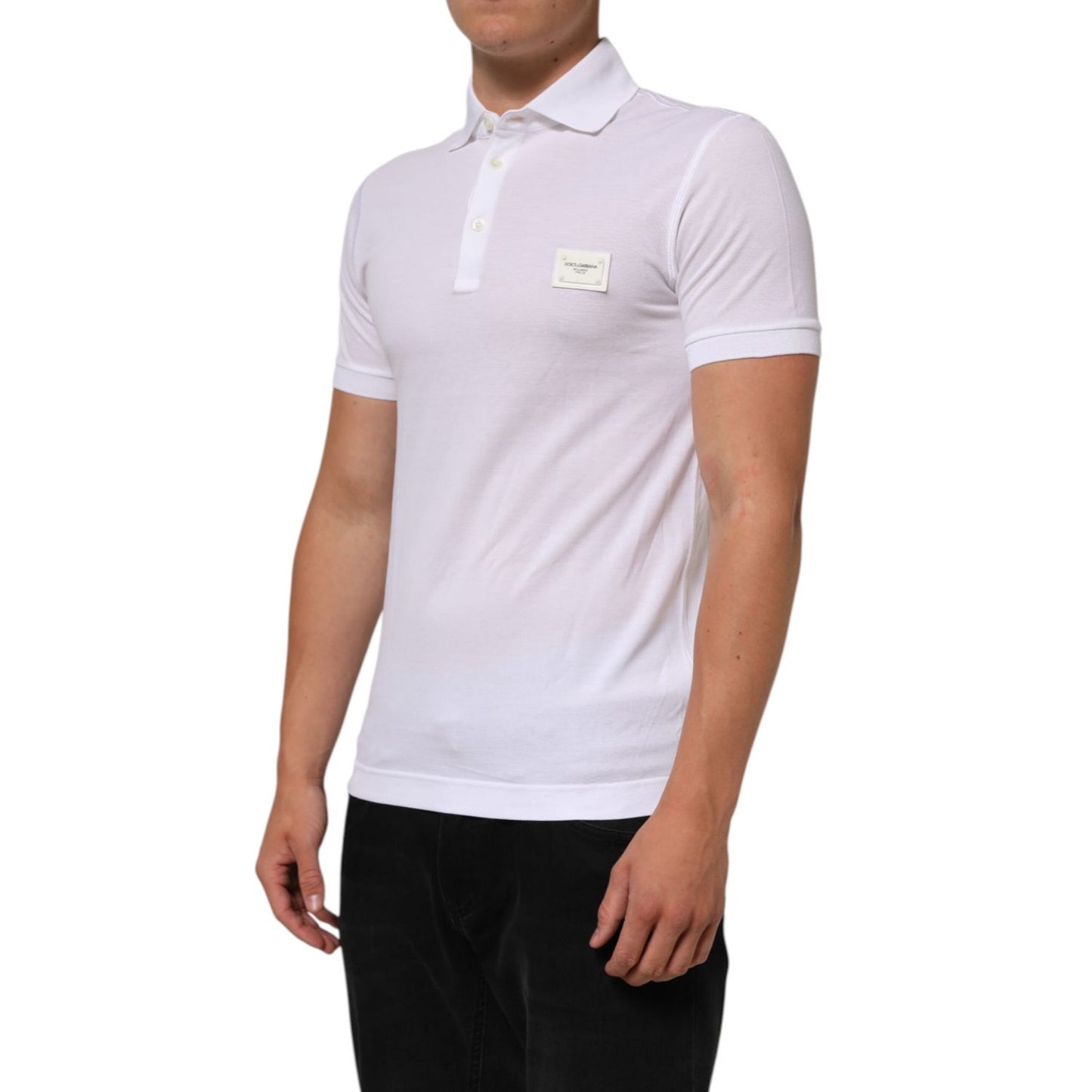 Dolce & Gabbana White Collared Short Sleeves Polo T-shirt