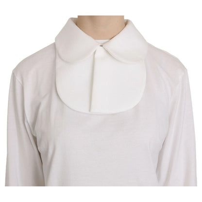 Dolce & Gabbana White Cotton Longsleeve Collared Blouse
