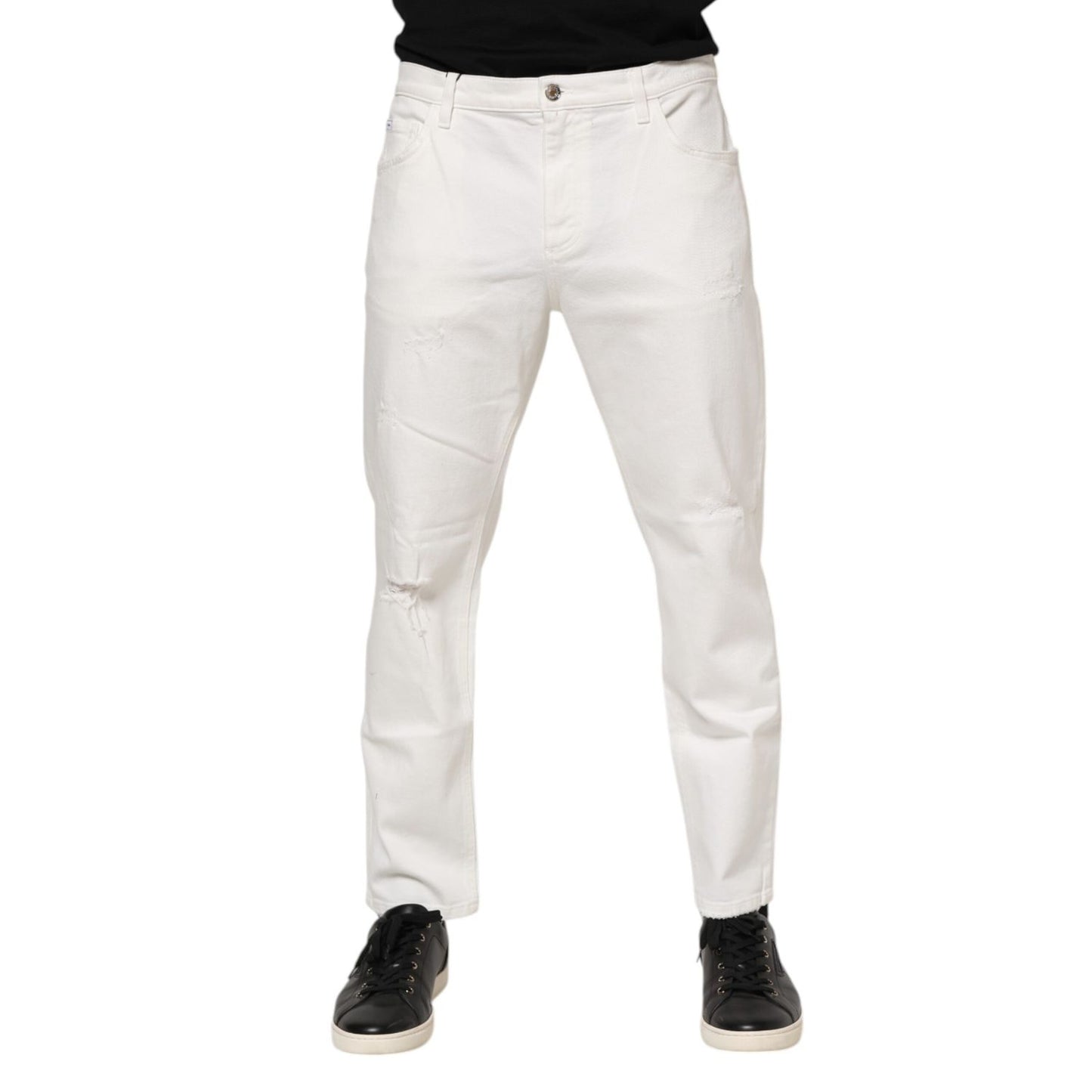 Dolce & Gabbana White Cotton Loose Men Denim Jeans