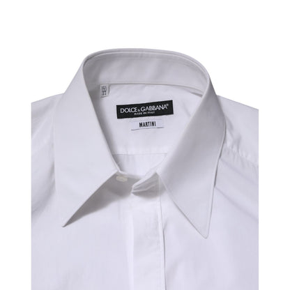 Dolce & Gabbana White Cotton MARTINI Long Sleeve Dress Shirt