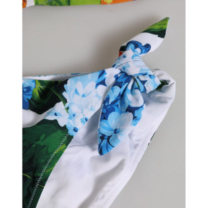 Dolce & Gabbana White Floral Swimsuit 2 Piece Top Bottom Swimwear