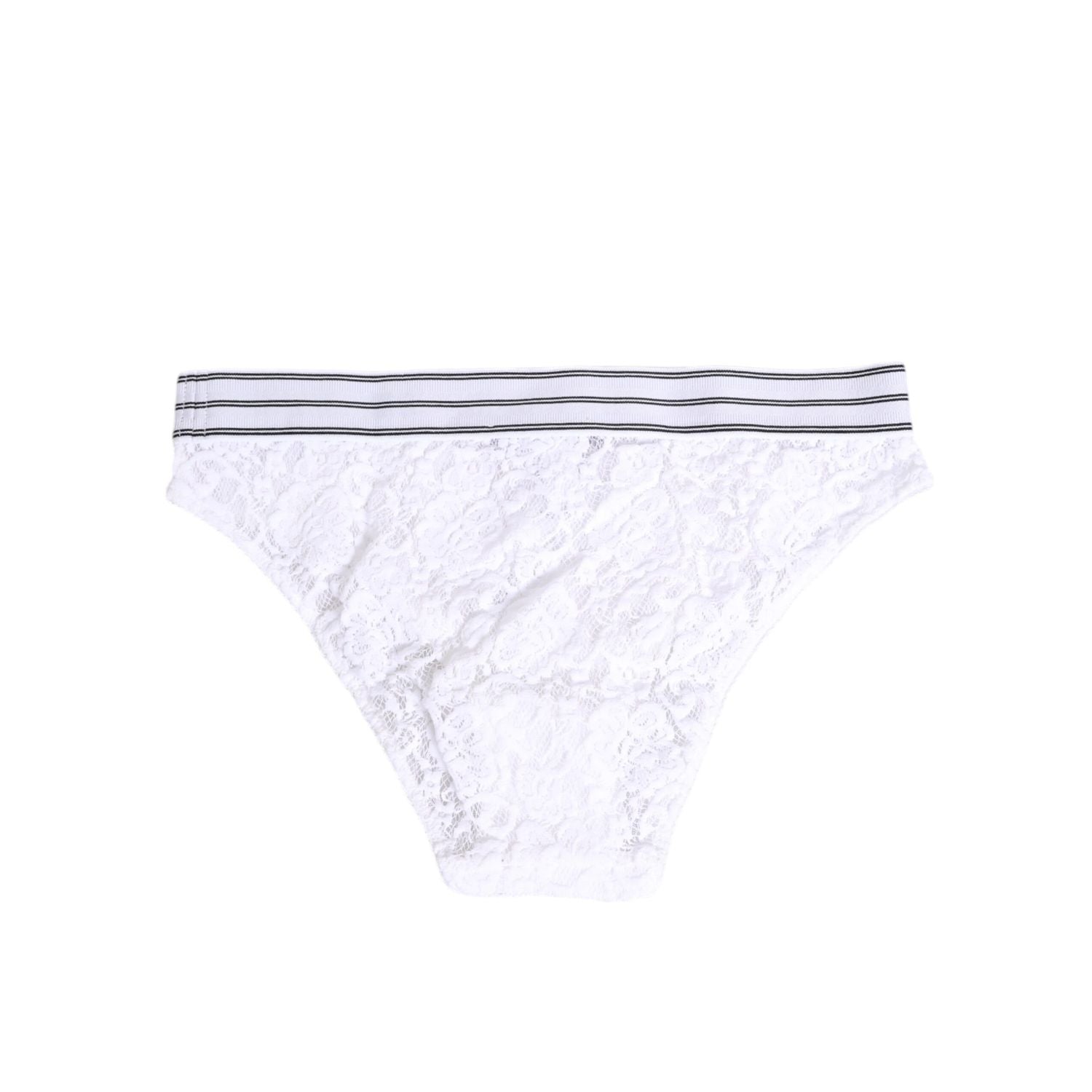 Dolce & Gabbana White Lace Slip Brief Logo Waistband Underwear