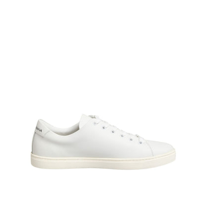 Dolce & Gabbana White Leather Sacre Heart Patch Sneakers Shoes