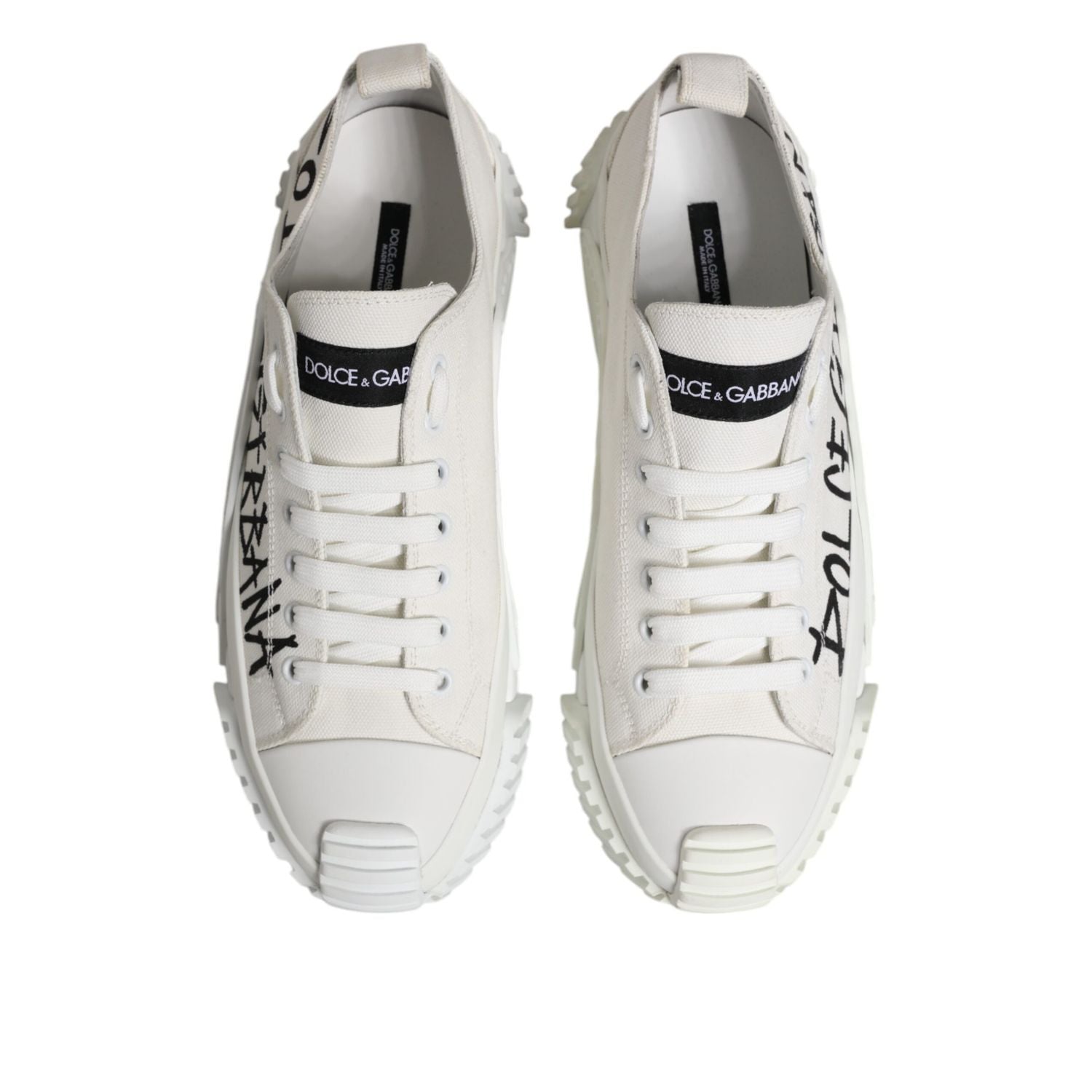 Dolce & Gabbana White Logo Graffiti Low Top Sneakers Shoes