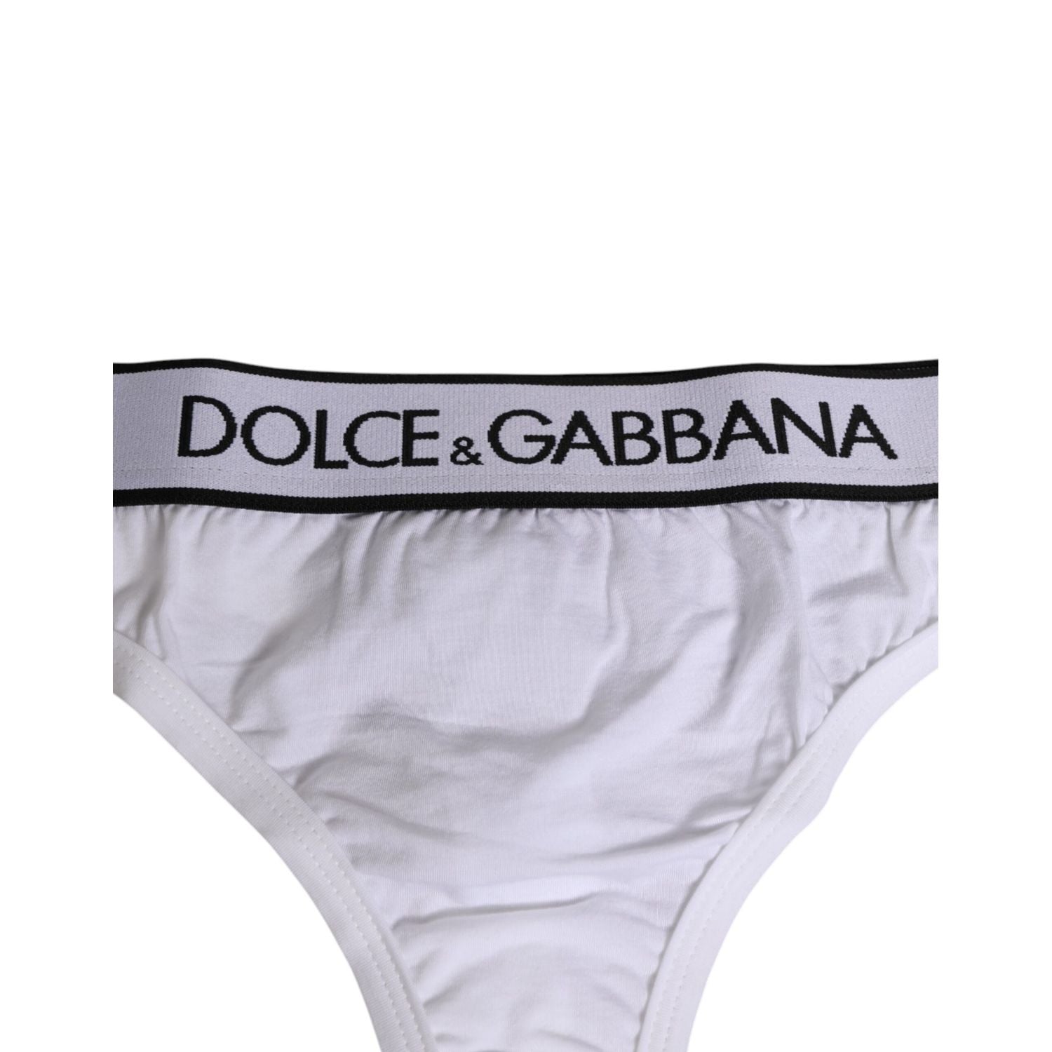 Dolce & Gabbana White Logo Waistband Modal Cotton Thong  Underwear