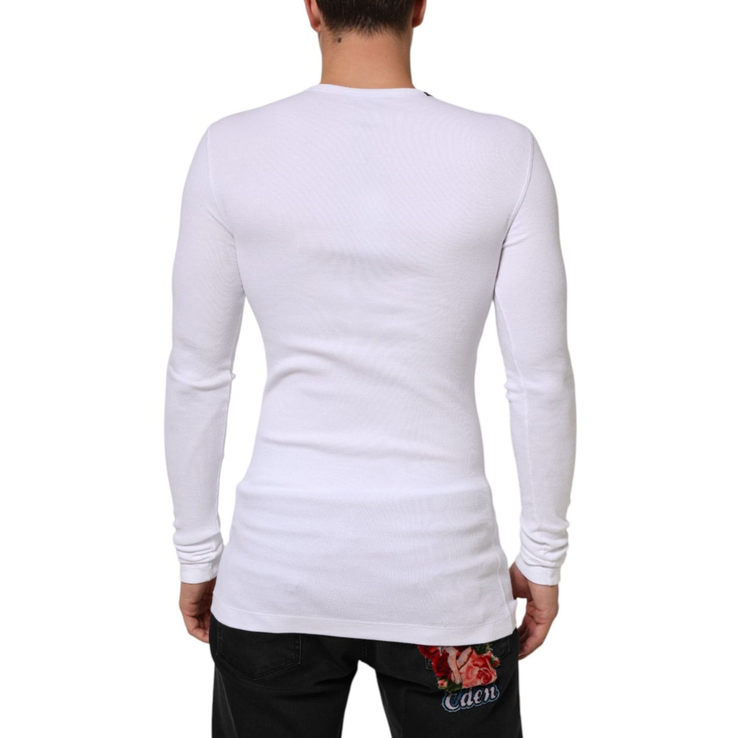 Dolce & Gabbana White Long Sleeves Button Closure T-shirt