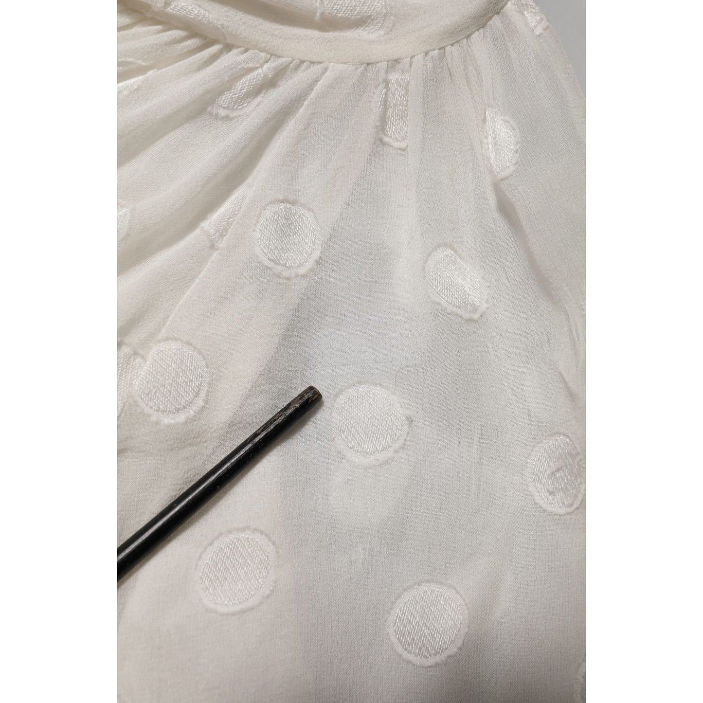 Dolce & Gabbana White Polka Sheer Silk Bow Tie Shirt Blouse Top