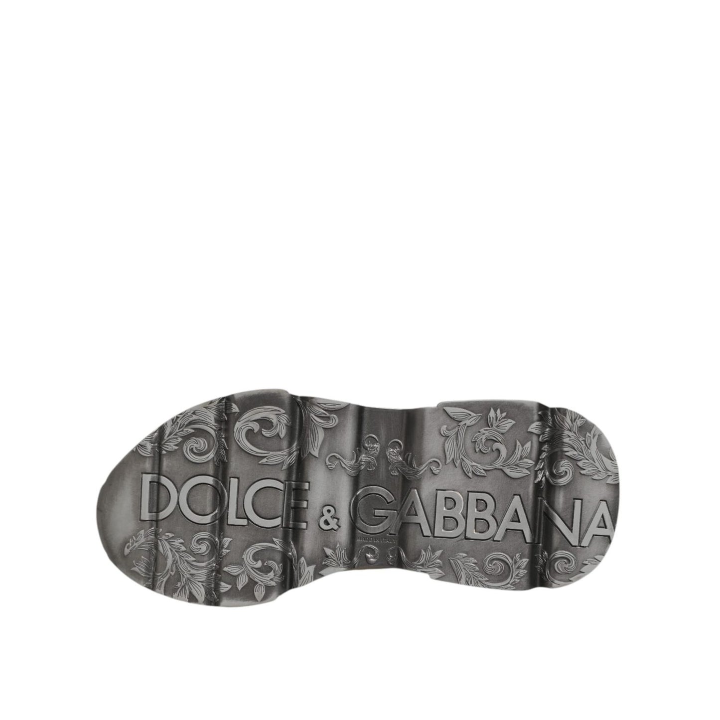 Dolce & Gabbana White Silver DAYMASTER Leather Men Sneakers Shoes