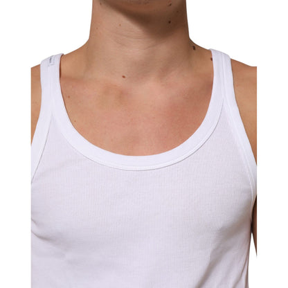 Dolce & Gabbana White Sleeveless Round Neck Tank T-shirt